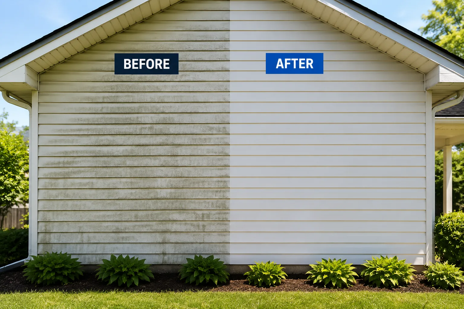 London home garage with clean floor and apron