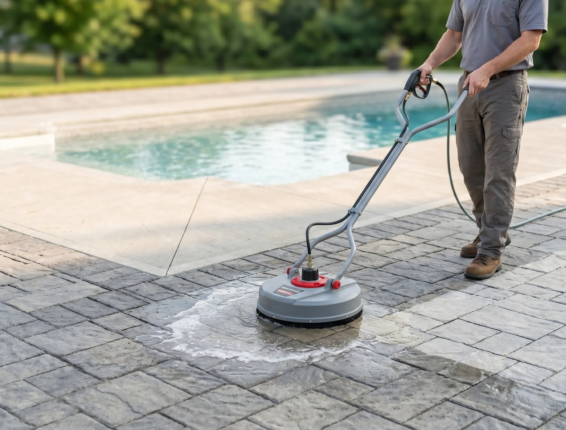London interlock paver patio cleaned with optional joint re-sand